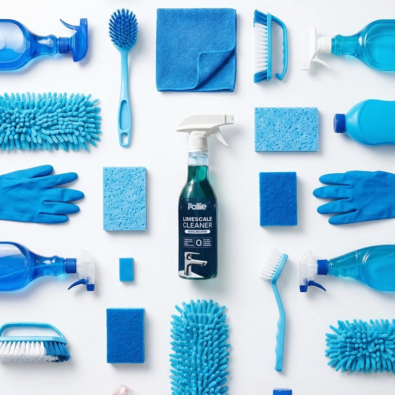 Pollie Limescale Cleaner 800mL, removes hard water stains and limescale on Taps, Faucets and Copper Brass Vessels with safe HCl acid-free formula.